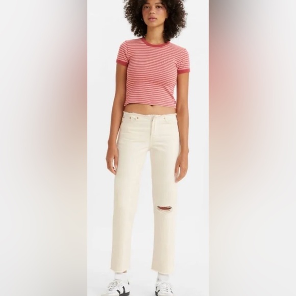 LEVIS WEDGIE STRAIGHT RIPPED WAISTBAND JEANS - Picture 2 of 9